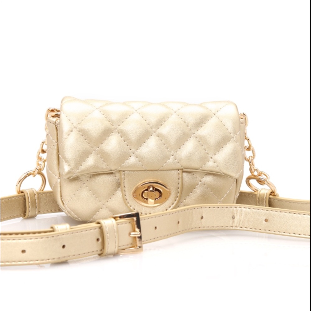 Mini Quilted Gold Fanny Pack - Picture 2 of 4